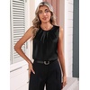 Zeagoo Camisole Top for Woman Silk Satin Crew Neck Dressy Sleeveless Blouses Summer Business Casual Outfits(Black)