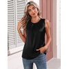 Zeagoo Camisole Top for Woman Silk Satin Crew Neck Dressy Sleeveless Blouses Summer Business Casual Outfits(Black)