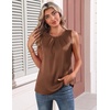 Zeagoo Camisole Top for Woman Silk Satin Crew Neck Dressy Sleeveless Blouses Summer Business Casual Outfits(Brown)