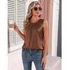 Zeagoo Camisole Top for Woman Silk Satin Crew Neck Dressy Sleeveless Blouses Summer Business Casual Outfits(Brown)