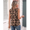 Zeagoo Camisole Top for Woman Silk Satin Crew Neck Dressy Sleeveless Blouses Summer Business Casual Outfits(Brown Black Print)
