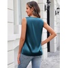 Zeagoo Silk Satin Tank Tops for Women V Neck Business Work Blouses Summer Dressy Casual Sleeveless Shirts(Blue Green)