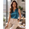 Zeagoo Silk Satin Tank Tops for Women V Neck Business Work Blouses Summer Dressy Casual Sleeveless Shirts(Blue Green)