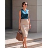 Zeagoo Silk Satin Tank Tops for Women V Neck Business Work Blouses Summer Dressy Casual Sleeveless Shirts(Blue Green)