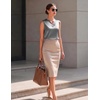 Zeagoo Silk Satin Tank Tops for Women V Neck Business Work Blouses Summer Dressy Casual Sleeveless Shirts(Gray)