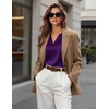 Zeagoo Silk Satin Tank Tops for Women V Neck Business Work Blouses Summer Dressy Casual Sleeveless Shirts(Purple)