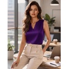 Zeagoo Silk Satin Tank Tops for Women V Neck Business Work Blouses Summer Dressy Casual Sleeveless Shirts(Purple)
