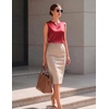 Zeagoo Silk Satin Tank Tops for Women V Neck Business Work Blouses Summer Dressy Casual Sleeveless Shirts(Red)