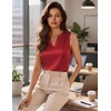 Zeagoo Silk Satin Tank Tops for Women V Neck Business Work Blouses Summer Dressy Casual Sleeveless Shirts(Red)