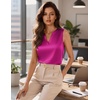 Zeagoo Silk Satin Tank Tops for Women V Neck Business Work Blouses Summer Dressy Casual Sleeveless Shirts(Rose Red)