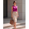 Zeagoo Silk Satin Tank Tops for Women V Neck Business Work Blouses Summer Dressy Casual Sleeveless Shirts(Rose Red)