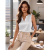 Zeagoo Silk Satin Tank Tops for Women V Neck Business Work Blouses Summer Dressy Casual Sleeveless Shirts(White)