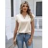 Zeagoo Women Tops Silk Satin Blouses V Neck Summer Shirts Cap Sleeve Business Casual Dressy Spring Clothing(Beige)