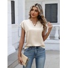 Zeagoo Women Tops Silk Satin Blouses V Neck Summer Shirts Cap Sleeve Business Casual Dressy Spring Clothing(Beige)
