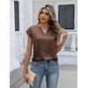 Zeagoo Women Tops Silk Satin Blouses V Neck Summer Shirts Cap Sleeve Business Casual Dressy Spring Clothing(Brown)