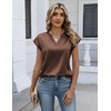 Zeagoo Women Tops Silk Satin Blouses V Neck Summer Shirts Cap Sleeve Business Casual Dressy Spring Clothing(Brown)