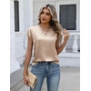 Zeagoo Women Tops Silk Satin Blouses V Neck Summer Shirts Cap Sleeve Business Casual Dressy Spring Clothing(Light Khaki 2)