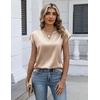Zeagoo Women Tops Silk Satin Blouses V Neck Summer Shirts Cap Sleeve Business Casual Dressy Spring Clothing(Light Khaki 2)