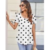 Zeagoo Women Tunic Tops Dressy Casual Summer Short Sleeve Shirts Floral Loose Fit Pleated Boho Top S-XXL(Jh592- Polka Dots)