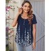 Zeagoo Women Tunic Tops Dressy Casual Summer Short Sleeve Shirts Floral Loose Fit Pleated Boho Top S-XXL(Sf119- Navy Blue Flowers)