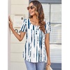 Zeagoo Women Tunic Tops Dressy Casual Summer Short Sleeve Shirts Floral Loose Fit Pleated Boho Top S-XXL(Zr229- White Blue)