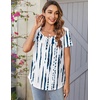 Zeagoo Women Tunic Tops Dressy Casual Summer Short Sleeve Shirts Floral Loose Fit Pleated Boho Top S-XXL(Zr229- White Blue)