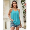 Zeagoo Womens Camisole Tank Tops Summer Adjustable Spaghetti Strap Loose Flowy Sleeveless Shirts Beach Vacation Clothes(Peacock Blue)