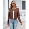 Zeagoo Women’s Cropped Cardigan Sweaters 2026 Button Down Long Sleeve Knit Bolero Shrugs for Dresses(Brown)