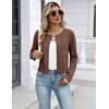 Zeagoo Women’s Cropped Cardigan Sweaters 2026 Button Down Long Sleeve Knit Bolero Shrugs for Dresses(Brown)