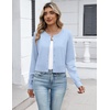 Zeagoo Women’s Cropped Cardigan Sweaters 2026 Button Down Long Sleeve Knit Bolero Shrugs for Dresses(Light Blue)