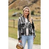 Zeagoo Womens Cropped Jacket Stand Collar Long Sleeve Zip Up Shackets Bomber Jacket Coats with Pockets(Black Plaid Flannel)