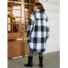 Zeagoo Womens Plus Size Flannel Plaid Button Down Shirts Long Sleeve Lounge Lapel Tartan Shacket Jacket Long Coats 2024(Navy Blue)