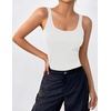 Zeagoo Womens Ribbed Tank Tops Square Neck Summer Tops Slim Fitted Spaghetti Strap Camisole Basic Sleeveless Layering Shirts(Z_black/White)