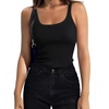 Zeagoo Womens Ribbed Tank Tops Square Neck Summer Tops Slim Fitted Spaghetti Strap Camisole Basic Sleeveless Layering Shirts(Z_black/White)