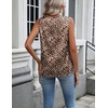 Zeagoo Womens Satin Tank Top Pleated Shoulder Sleeveless Blouse Round Neck Dressy Business Casual Work Office Summer Top(An550-leopard Print)