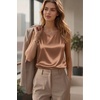 Zeagoo Womens Satin Tank Top Pleated Shoulder Sleeveless Blouse Round Neck Dressy Business Casual Work Office Summer Top(Dark Khaki)