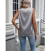 Zeagoo Womens Satin Tank Top Pleated Shoulder Sleeveless Blouse Round Neck Dressy Business Casual Work Office Summer Top(Gray)