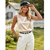 Zeagoo Womens Satin Tank Top Pleated Shoulder Sleeveless Blouse Round Neck Dressy Business Casual Work Office Summer Top(Light Champagne)