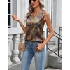 Zeagoo Womens Satin Tank Top Pleated Shoulder Sleeveless Blouse Round Neck Dressy Business Casual Work Office Summer Top(Mz721- Multicolor)