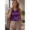 Zeagoo Womens Satin Tank Top Pleated Shoulder Sleeveless Blouse Round Neck Dressy Business Casual Work Office Summer Top(Purple)
