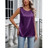 Zeagoo Womens Satin Tank Top Pleated Shoulder Sleeveless Blouse Round Neck Dressy Business Casual Work Office Summer Top(Purple)