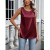 Zeagoo Womens Satin Tank Top Pleated Shoulder Sleeveless Blouse Round Neck Dressy Business Casual Work Office Summer Top(Wine Red)