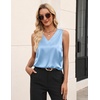 Zeagoo Women’s Silk Satin Tank Tops V Neck Casual Camisoles Sleeveless Business Work Blouses Dressy Summer Shirts(Light Blue)