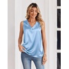 Zeagoo Women’s Silk Satin Tank Tops V Neck Casual Camisoles Sleeveless Business Work Blouses Dressy Summer Shirts(Light Blue)