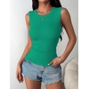 Zeagoo Womens Sleeveless Crewneck Ribbed Tank Tops Casual Basic Summer Top Slim Fitted Racerback Shirts(Green)