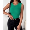 Zeagoo Womens Sleeveless Crewneck Ribbed Tank Tops Casual Basic Summer Top Slim Fitted Racerback Shirts(Green)