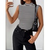 Zeagoo Womens Sleeveless Mock Turtleneck Tank Tops Slim Fit Stretch Ribbed Tops Casual Basic Layering Shirts 2026(A-tw454 Stripe Black White)