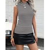 Zeagoo Womens Sleeveless Mock Turtleneck Tank Tops Slim Fit Stretch Ribbed Tops Casual Basic Layering Shirts 2026(A-tw454 Stripe Black White)