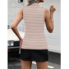 Zeagoo Womens Sleeveless Mock Turtleneck Tank Tops Slim Fit Stretch Ribbed Tops Casual Basic Layering Shirts 2026(A-tw541 Stripe Brown White)
