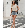 Zeagoo Womens Spring Summer Crochet Tops Cap Sleeve Sweater Vest Hollow Out Pullover Shirts Beach Vacation Clothes(Apricot)